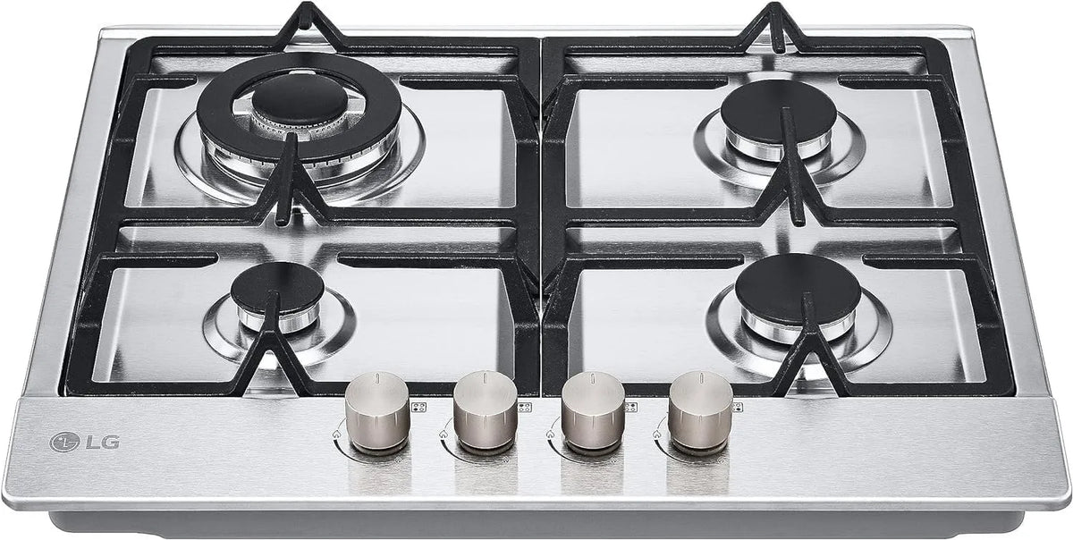 LG plaque de cuisson CBGZ2414S, Plateau de cuisson 4 brûleurs Gaz, largeur 60 cm, puissance 8,5 kW, méthane et GPL, vannes de sécurité
