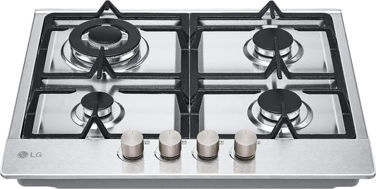 LG plaque de cuisson CBGZ2414S, Plateau de cuisson 4 brûleurs Gaz, largeur 60 cm, puissance 8,5 kW, méthane et GPL, vannes de sécurité