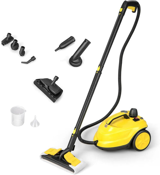 Costway Nettoyeur Vapeur Haute Pression 2000W avec 13 Accessoires, pour Plancher Tapis Rideaux, Jaune