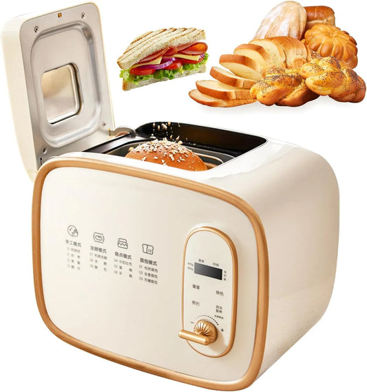 Machine à pain 15h, 3 Couleur s de Croûte, 600 g avec Pétrissage et Fermentation Automatiques de la Pâte, Maintien au Chaud 1h, sans Gl, Réservation