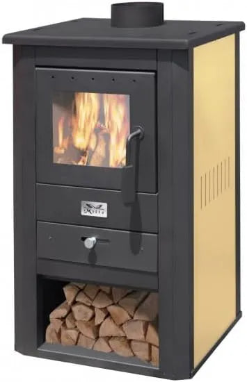 Poêle à bois, puissance 10,7kw, Pallade, ivoire