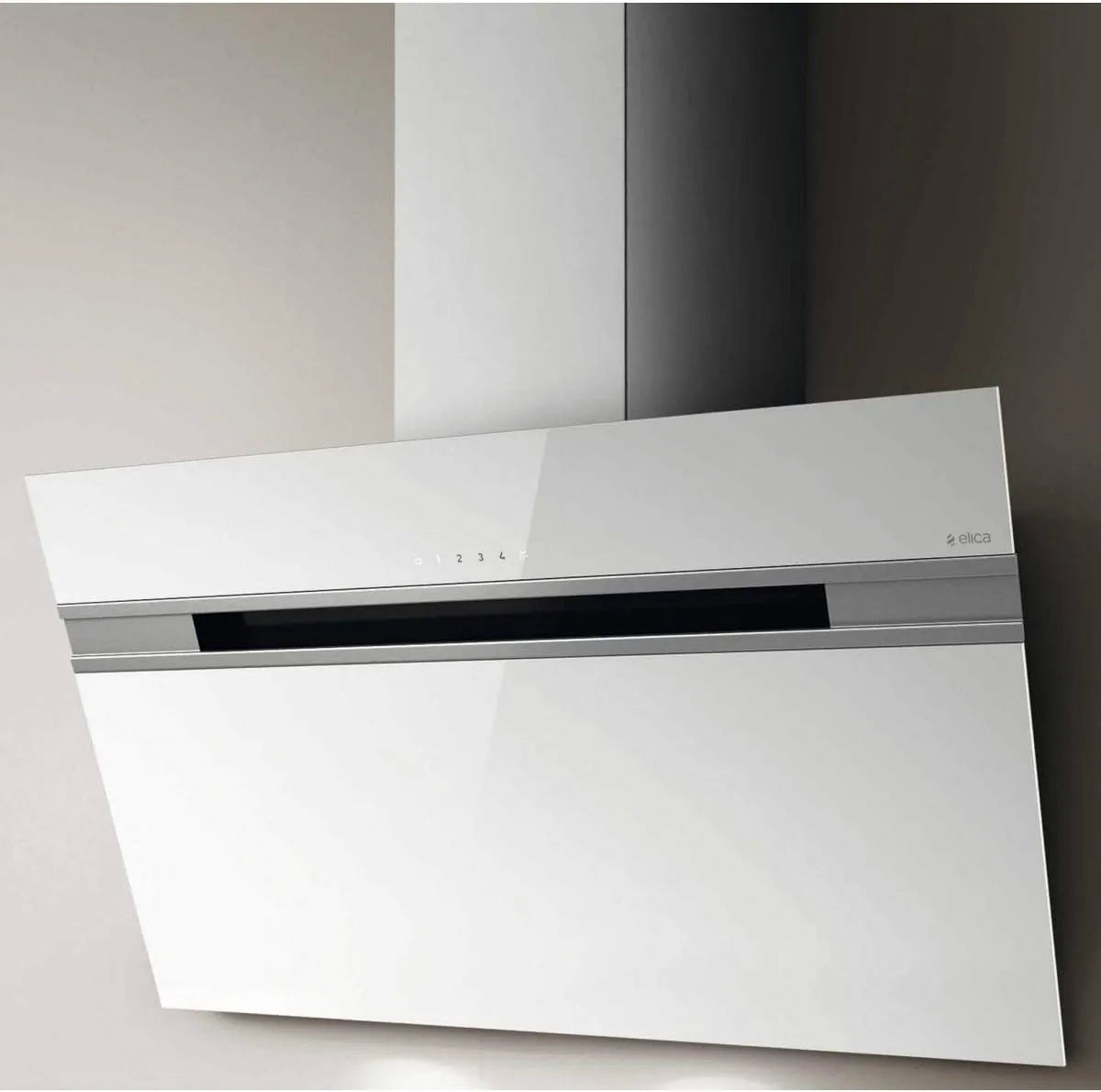 Elica modèle WH m3/h, Hotte decorative murale STRIPE WH, largeur 90 cm, 90/LX, verre finition blanche