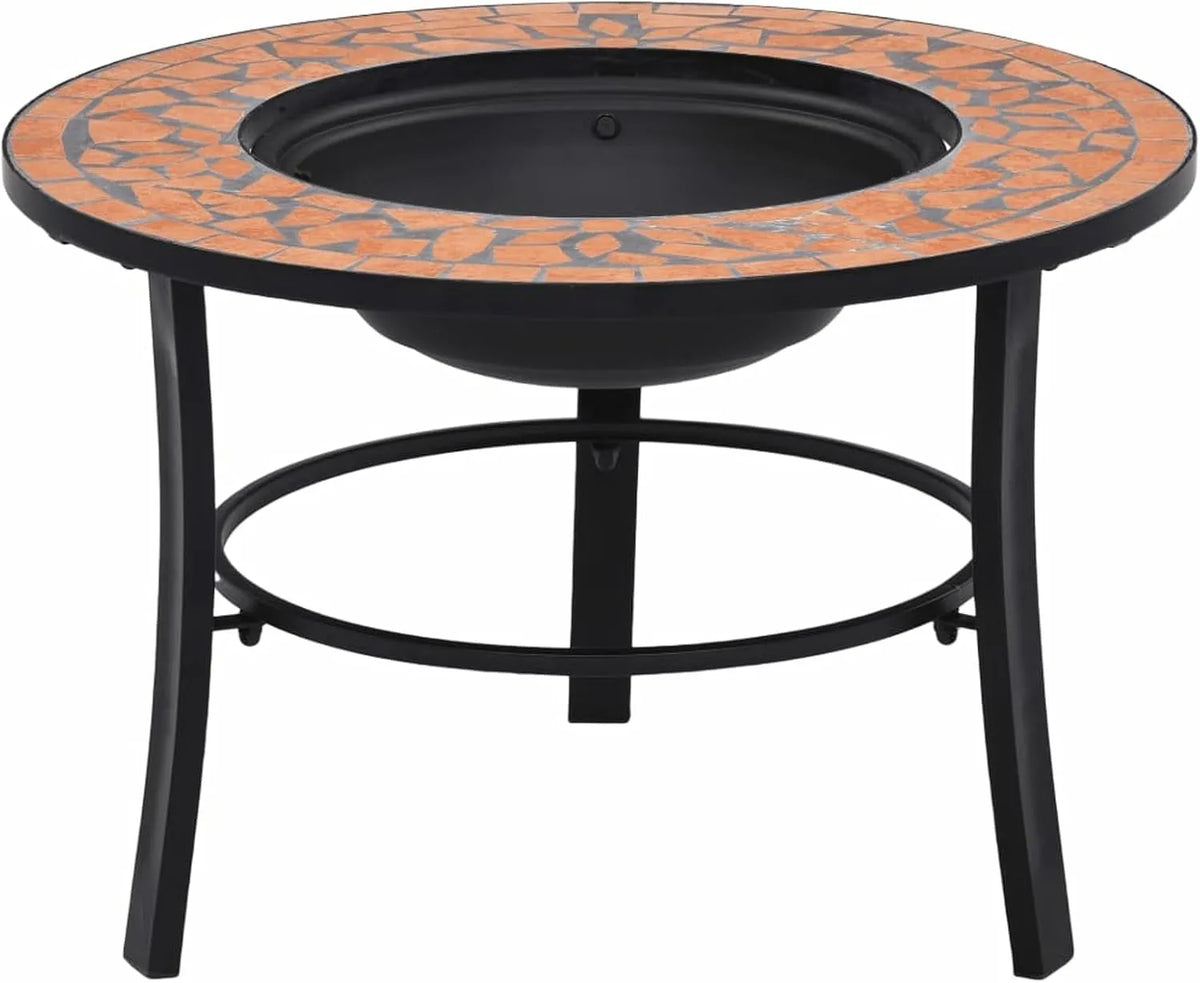 Barbecue 46719, Brasero en mosaïque céramique terre cuite 68 cm, au carbone, fumoir, grill de SPU