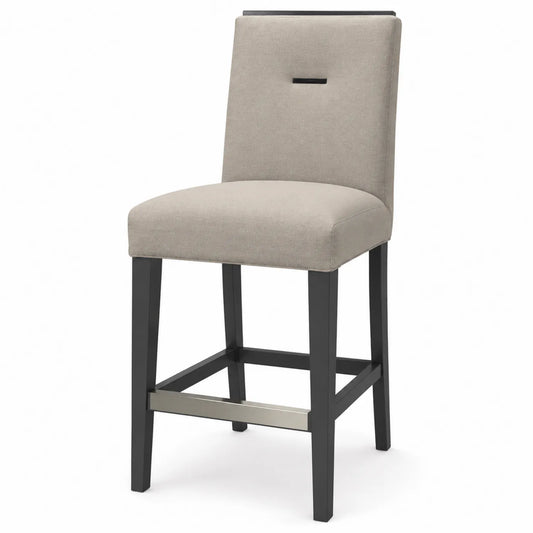 Chaise de bar en bois et tissu beige 105 cm