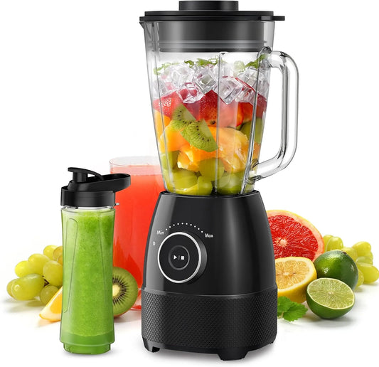 Blender 24000, 12 Vitesse ajustable, capacité 6 Lames en acier Inox avec Bol en verre 1,5L/min, puissance 1500W Smoothie tours, Mixeur