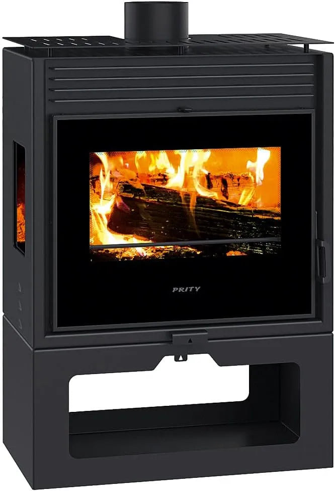 Poêle à bois, Prity PM3 E panoramique en verre 3 côtés 10 kW Certifié CE