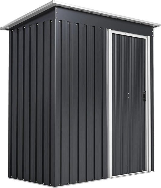 Abri de jardin Outsunny 182H, Remise pour Outils, 1,16 m², dim. 163L x 89l x cm, tôle d'acier finition noire finition blanche