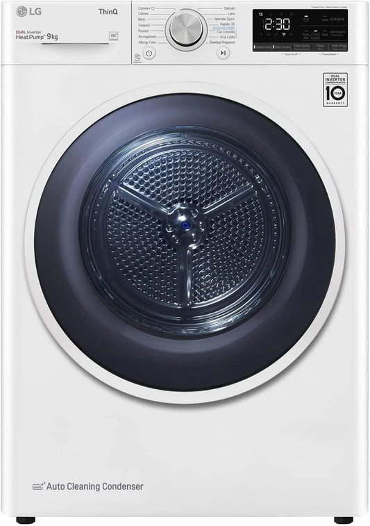 LG sèche-linge RH90V9AVHN, intelligent à à à chargement frontal 9 kg, dimensions 60 x 69 x 85 cm, condensation avec pompe à chaleur