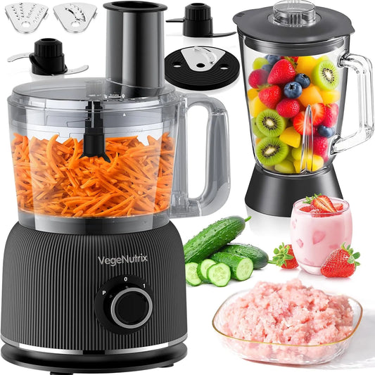 Mixeur, puissance 1500W Robot Cuisine Multifonctions, Avec 2 niveaux de vitesse et Fonction Pulse pour Viande, 2 niveaux de, Legume, Smoothie