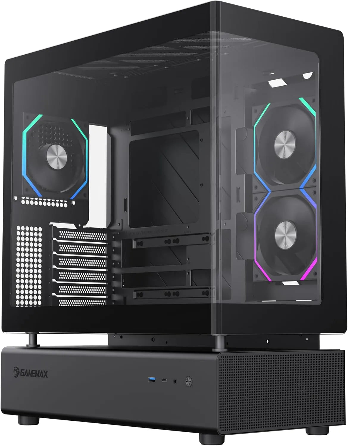 Ventilateur N80 Gen2, Verre Panoramique de 270° sur Panneau Avant et Latéral, 6 Ventilateurs ARGB PWM de 120mm Préinstallés