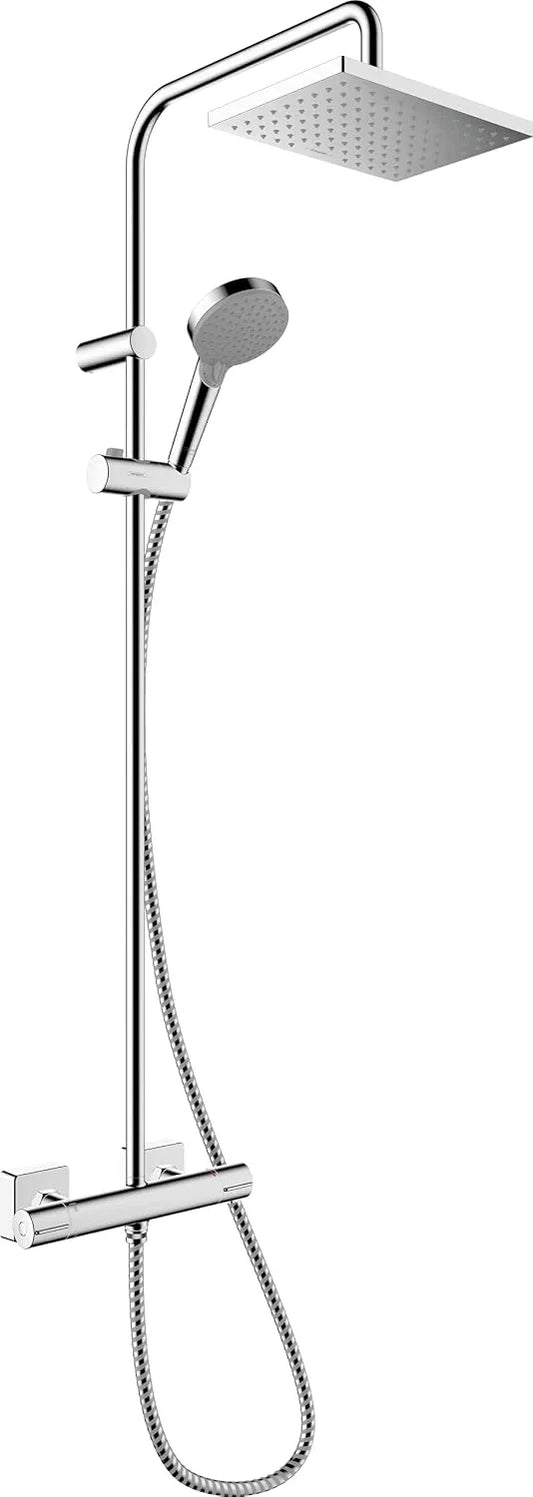Shape 230 Colonne de douche à économie d'eau 26097000 hansgrohe Vernis, 9l/min, capacité 9l, 1 type de jet, EcoSmart, avec mitigeur thermostatique