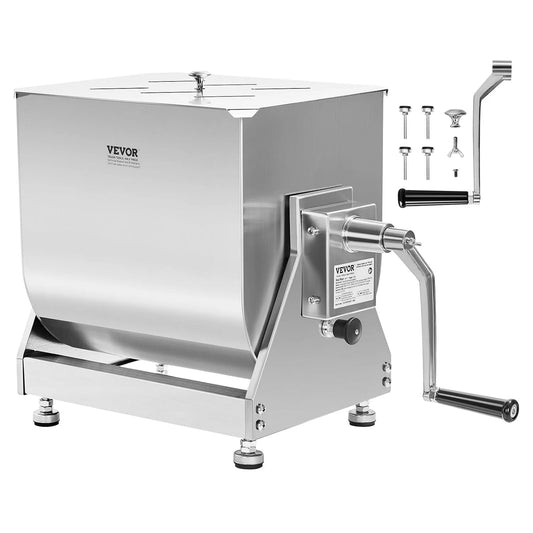 Vevor Mélangeur à Viande Manuel, Machine à Mélanger pour Chair à Saucisse en Inox, pour Bœuf Haché, avec Couvercle et Poigné