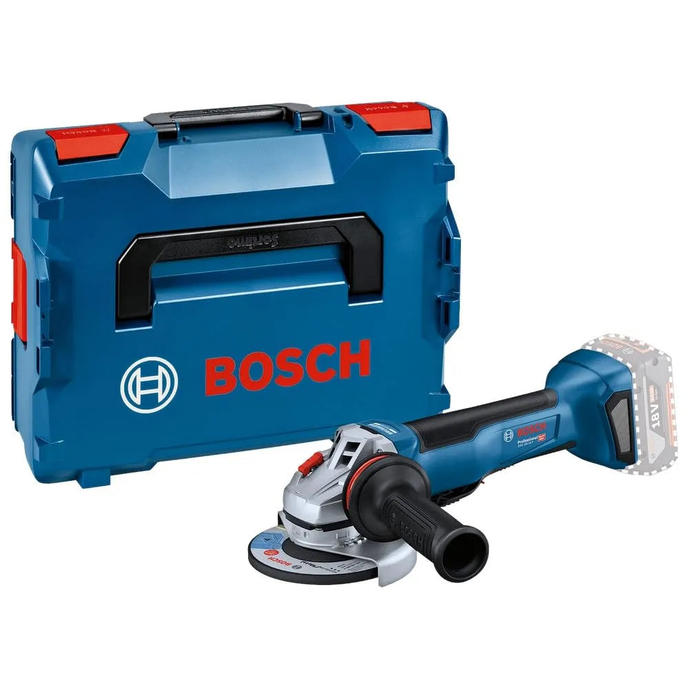 Bosch Professional 18V System meuleuse angulaire sans-fil GWS P 18V-10, calage L-BOXX, capot protection, flasque de serrage, poignée auxiliaire