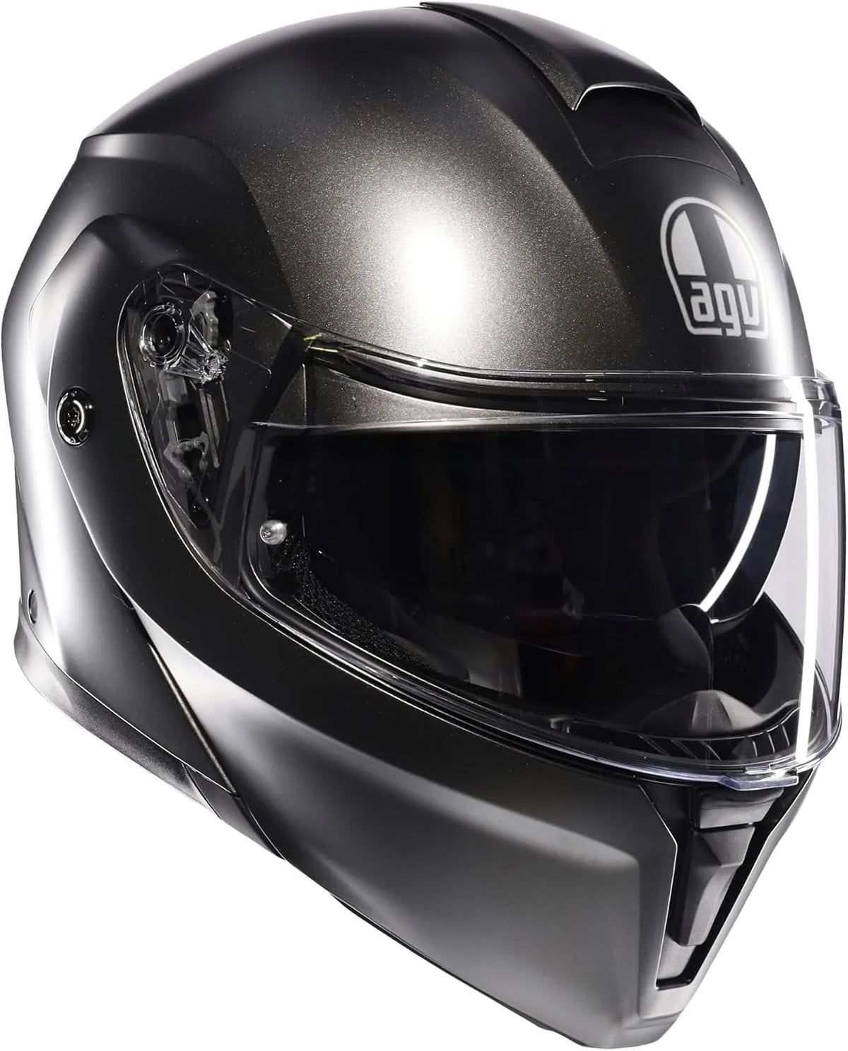Casque moto ECE 22, AGV Streetmodular -06 Mono, De Moto Modulable Homologué -06 P, J avec Pare-Soleil, XL, finition grise Asphalte Mat