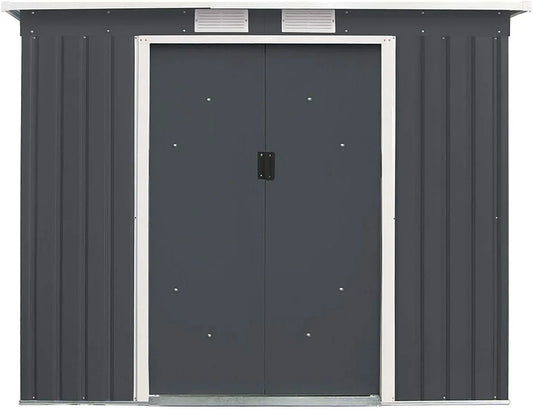 Abri de jardin RELAX4LIFE, 2,7M² en Acier Galvanisé avec 2 Portes Coulissantes et 2 Fenêtres, dimensions 213 x 130 x 173 cm, Parc