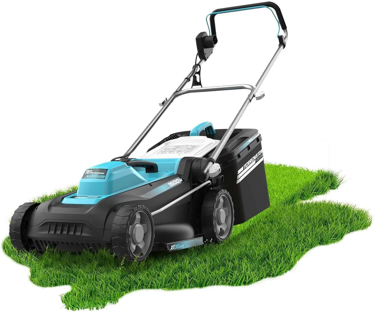 Cecotec tondeuse à gazon, à câble Terrenator 360 Flex Z. 1500 W, Largeur de Coupe 36 cm, 3 en 1 avec Mulching, Changement de Hauteur, système Z-Tech