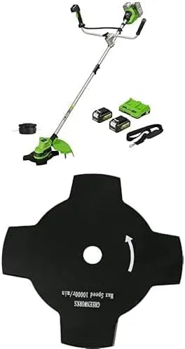 Greenworks débroussailleuse 2x24V GD24X2BCB, lame de 25cm, tension 48V, largeur de coupe 38cm, sans fil avec coupe-bordures sans balais