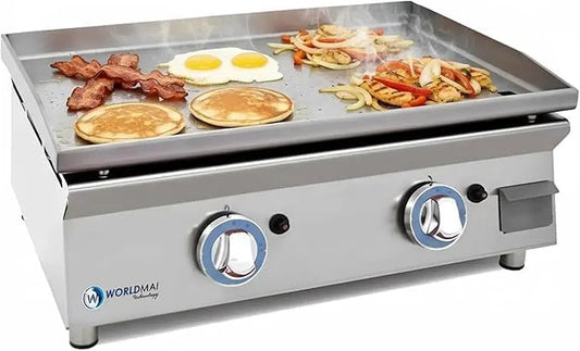 WORLDMAI 60 MBH, Bar et Restaurant., largeur 60 cm, Plancha Gaz Professionnelle LUX cm en Acier Laminé. Plancha