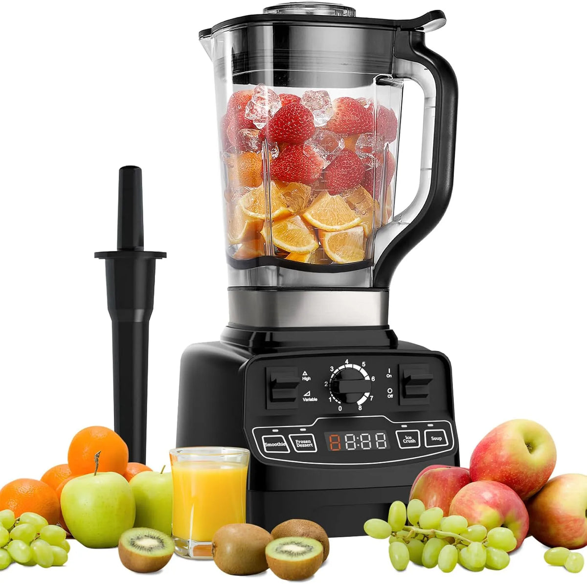 Blender Enfmay, Envase Libre de BPA de 2L, puissance 2000W, 4 Programmes Prédéfinis 8 niveaux de vitesse