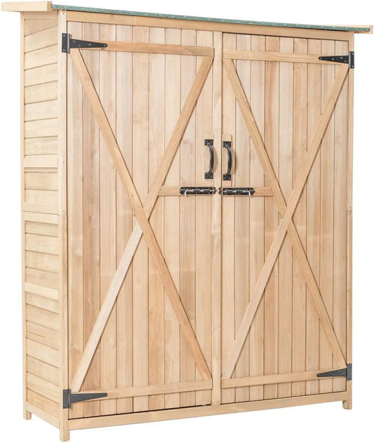 Abri de jardin Costway, en Bois, Toit Incliné en Asphalte, Terrasse, dimensions 140 x 50 x 162 cm, Cabanon Jardin Extérieur pour Patio, Pelouse