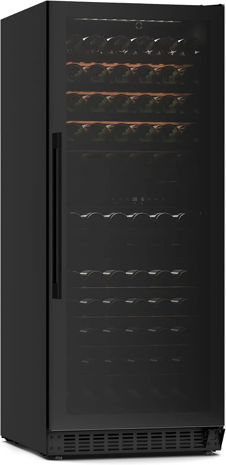 Klarstein cave à vin, Velaire 2 Zones, Frigo Vin Multi-Températures, 122 Bouteilles, 5-22°C, Clayettes Bois, Encastrable, LED, Porte UV