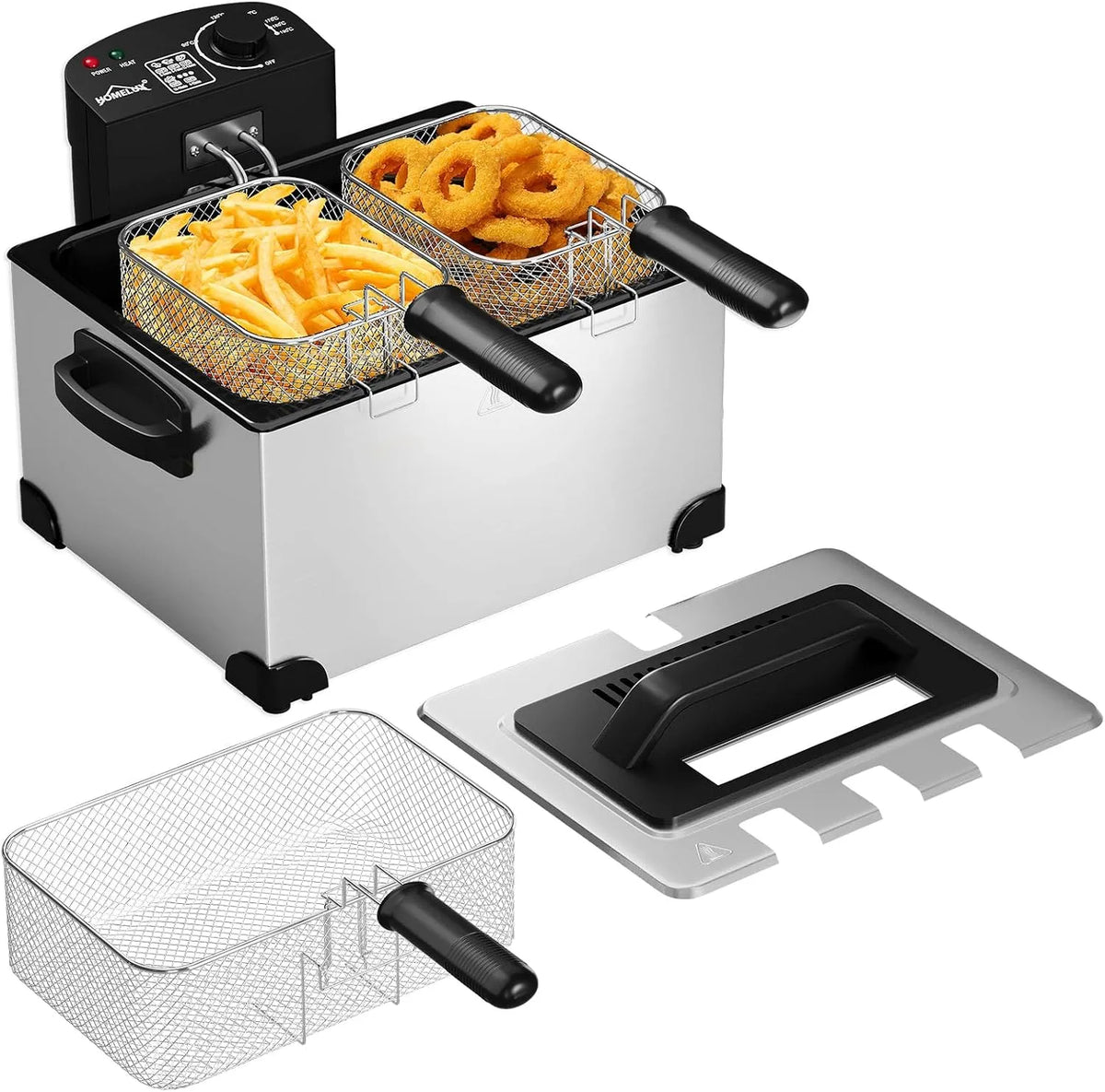 5 litres avec zone de graisse froide Friteuse de, friteuse à huile 2000 W, régulateur de température en continu jusqu'à 190 °C