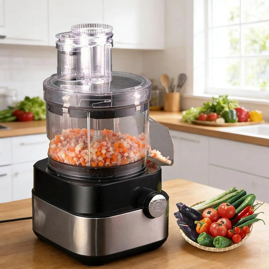 Coupe LéGumes, En Cubes éLectrique Coupe Fruits Professionnel, Avec 5 Lames En Acier Inox Viande HachéE éLectrique 600 W, RâPé, En DéS, Tranché