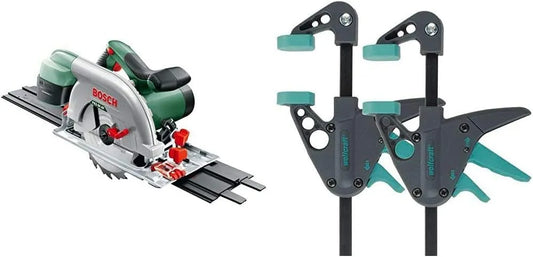 Bosch Scie circulaire filaire PKS 66 AF 3455100-2, puissance 1600W, livrée avec lame de scie bois, emballage carton, rail de guidage
