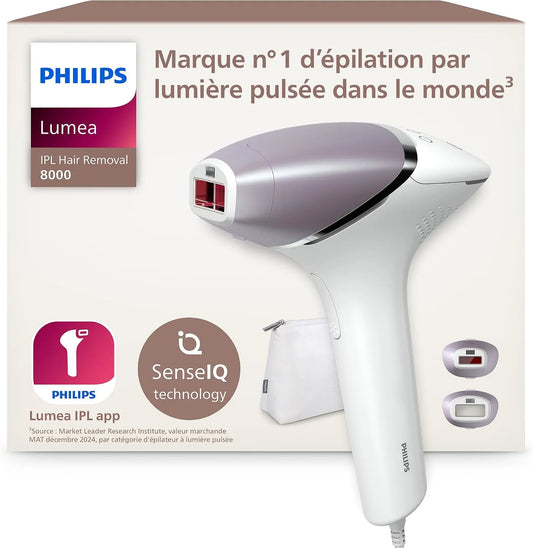 Philips Lumea Epilateur à lumiere pulsee Serie 8000 BRI944/00, 2 embouts pour le corps et le visage, Epilateur avec technologie SenseIQ