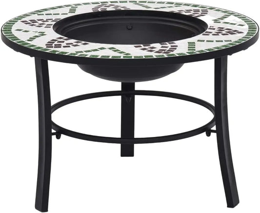 Barbecue 46722, Brasero en mosaïque céramique verte 68 cm, au carbone, fumoir, grille de SPU