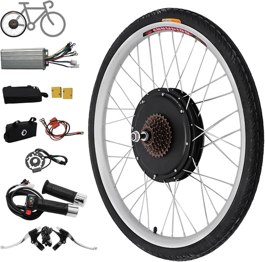 Vélo électrique Kit de conversion, 28 pouces 48 V 1000 W moteur arrière 45-55 km/h, 5 niveaux PAS, tempomat, pack contrôleur de frein à disque