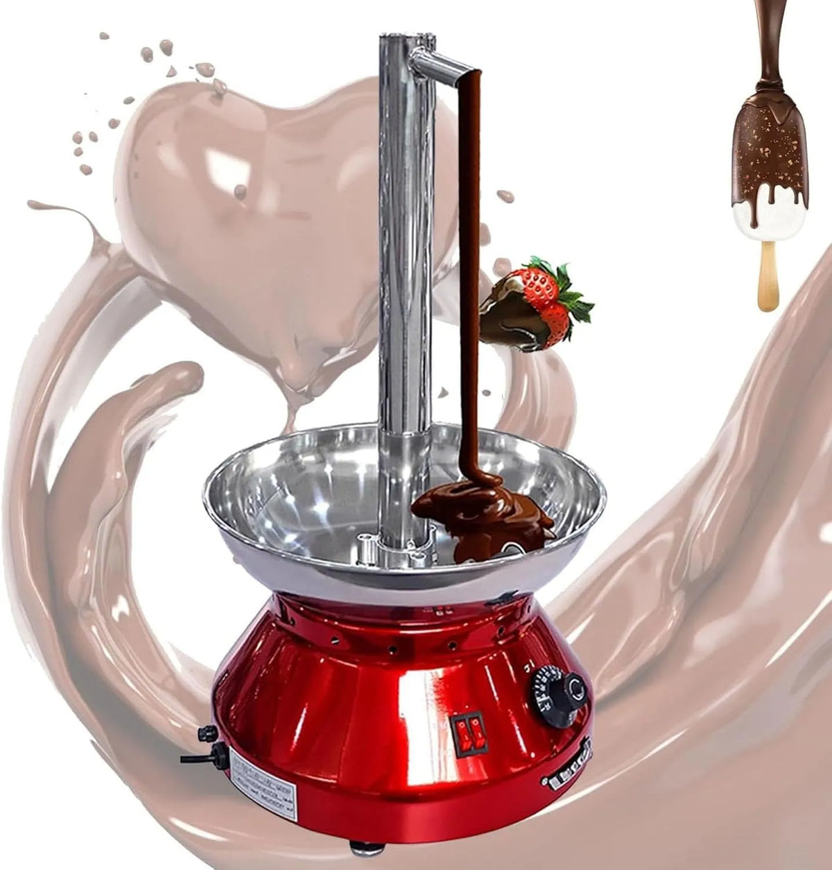Chocolat Fontaine à, capacité de 3000 ml, température réglable de 30 ℃ à 110 ℃, design cascade électrique