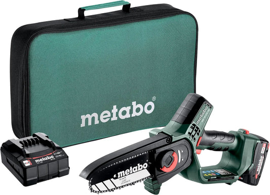 Metabo scie sans fil pour arbustes 15 MS 18 LTX SC 36, tension 18 V, Idéale pour la taille des arbres et des végétaux, chargeur et sac à outils