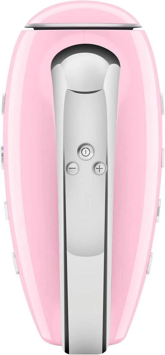 Smeg, fouet et fouet, Pink 50's Mélangeur électrique portatif avec ensemble de crochets pour pâte