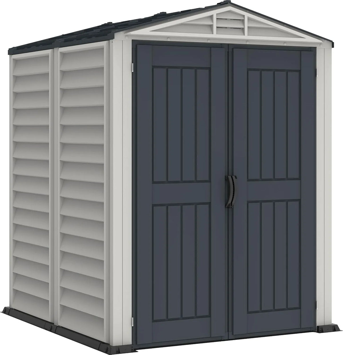 Abri de jardin, en plastique avec plancher en plastique robuste, ignifuge et sans entretien, finition grise foncé, structure de toit en métal robuste