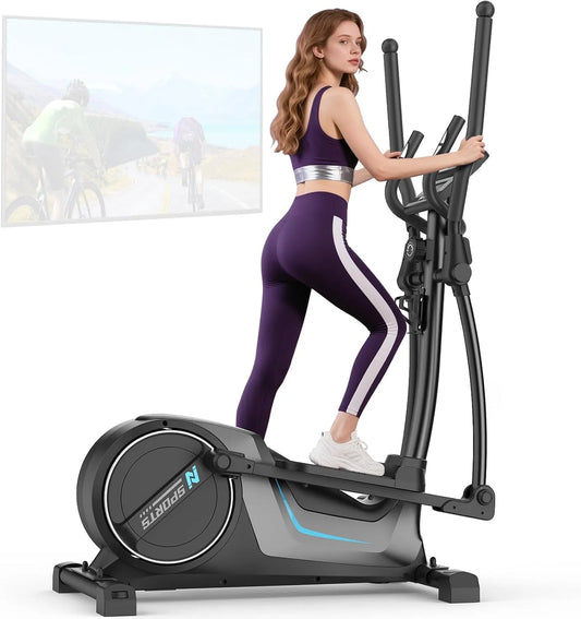 Vélo elliptique Poids150kg Neezee, Volant d'inertie de 8kg, Compact Vélos Elliptiques, Foulée de 42cm, Écran LCD
