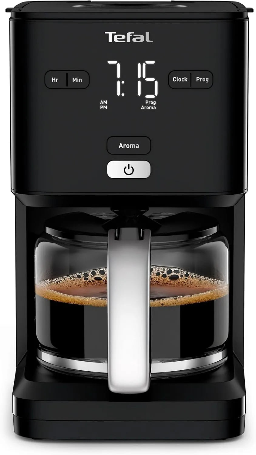 Tefal cafetière 24h CM600810, filtre, Smart'n Light, Arrêt Automatique, Système anti-goutte, capacité 1.25 L, 10 à 15 Tasses, Programmable