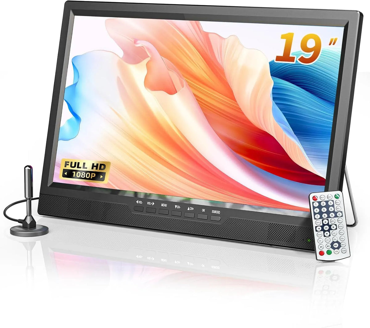 Téléviseur 1080P DVB-T2 Desobry, TV 12v pour Camping Car, Tuner numérique, HDMI AV USB, Cuisine, Portable 19 Pouces, VR, Chambre