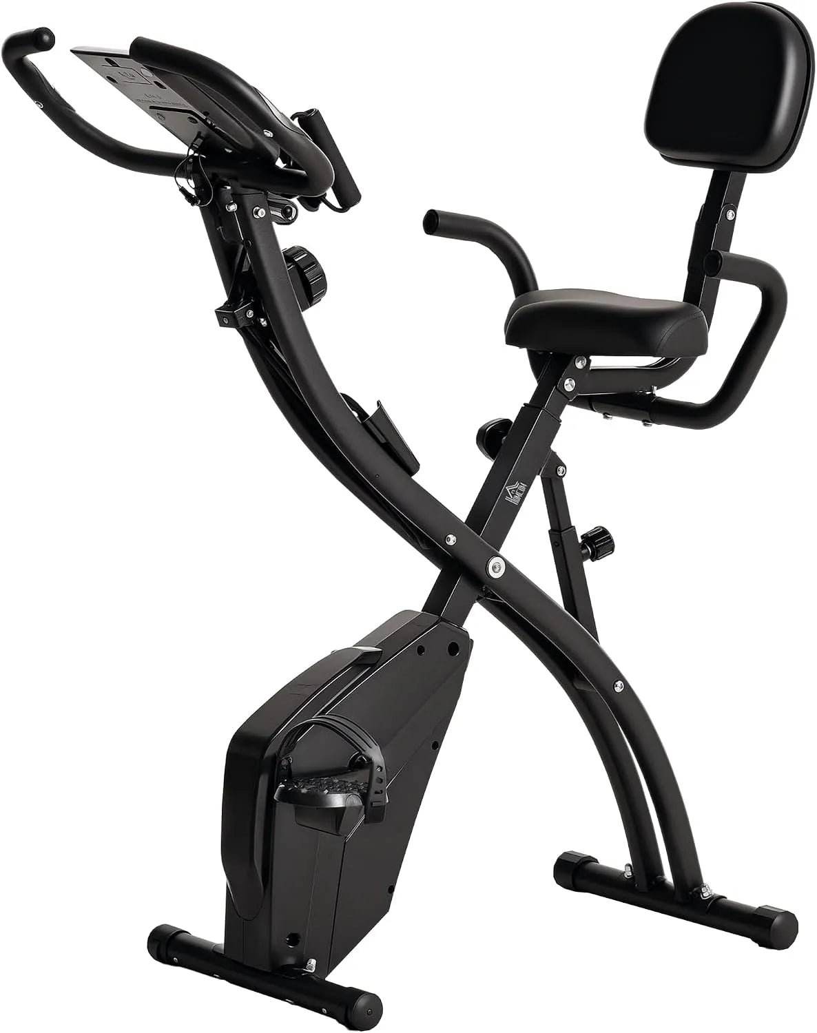 Homcom vélo, d'appartement pliable, d'exercice, capteurs pouls main, selle réglable, 8 niveaux de résistance magnétique, acier