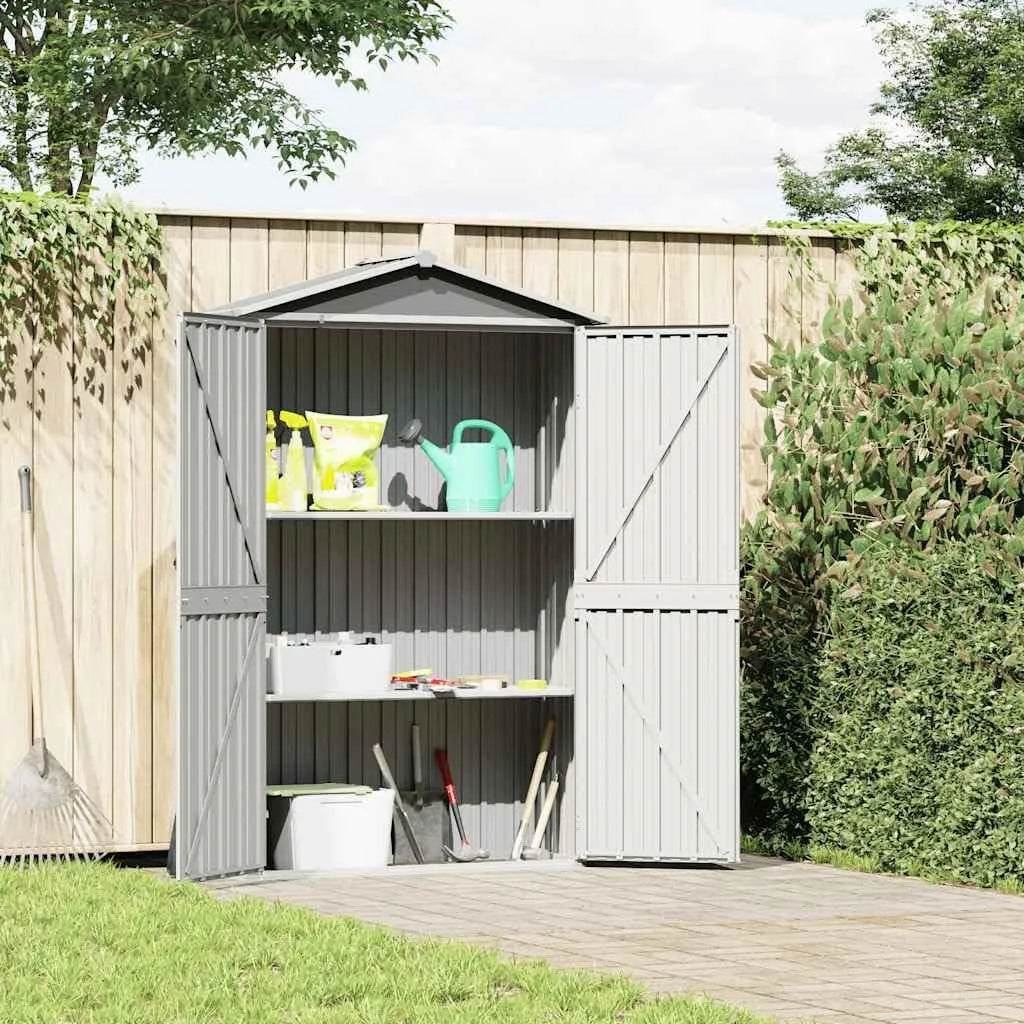 Abri de jardin, dimensions 116 x 45 x 175 cm, en acier galvanisé, vélos, Différentes tailles, Pour tondeuses à gazon, outils de jardin, finition grise