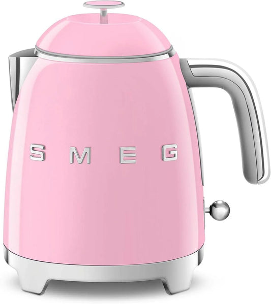 Smeg bouilloire électrique KLF05PKEU, Petite Électrique 0,8 L, Puissance 1400W, Filtre Inox, Arrêt Automatique de Sécurité, Indicateur de Niveau d'Eau