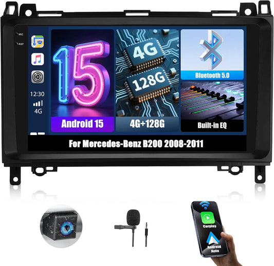 15 Autoradio pour Mercedes-Benz Sprinter W639 classe énergétique A 4G+128G B200 W906 Android, 9' Écran Tactile avec GPS WiFi Bluetooth FM