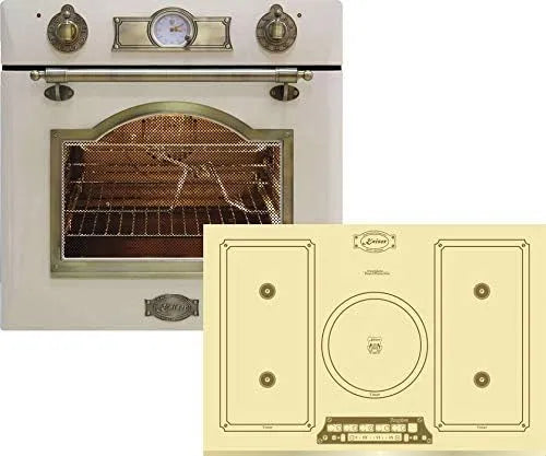 Four EH 6355 KCT 7795 Kaiser ElfEm, Kaiser ElfEm Encastré Électrique 67L + ElfEm Plaque de Cuisson à Induction 77 cm, 8 Fonctions, Ivory, Luxe, Rétro