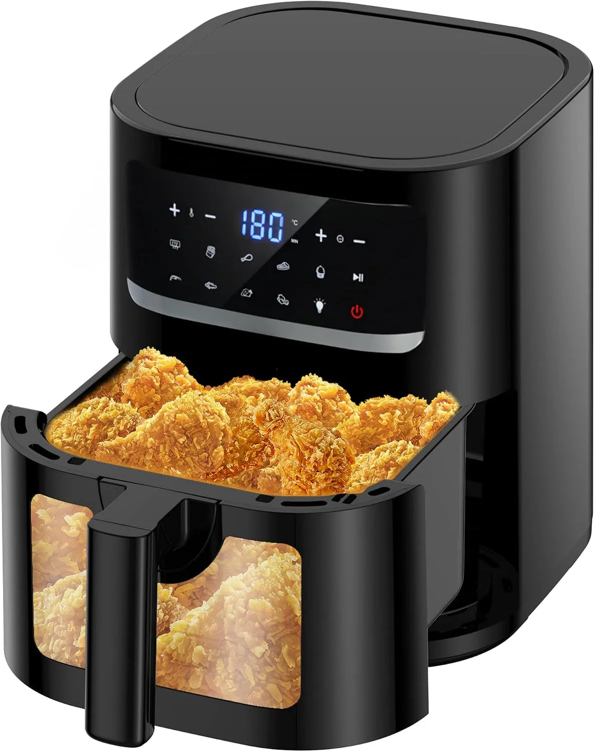 Friteuse à air chaud, capacité 7L Air Fryer Fenetre Visible, XL 1800W Cuisiner Moins D'huile, Friteuse Sans Huile Eingebaute Beleuchtung