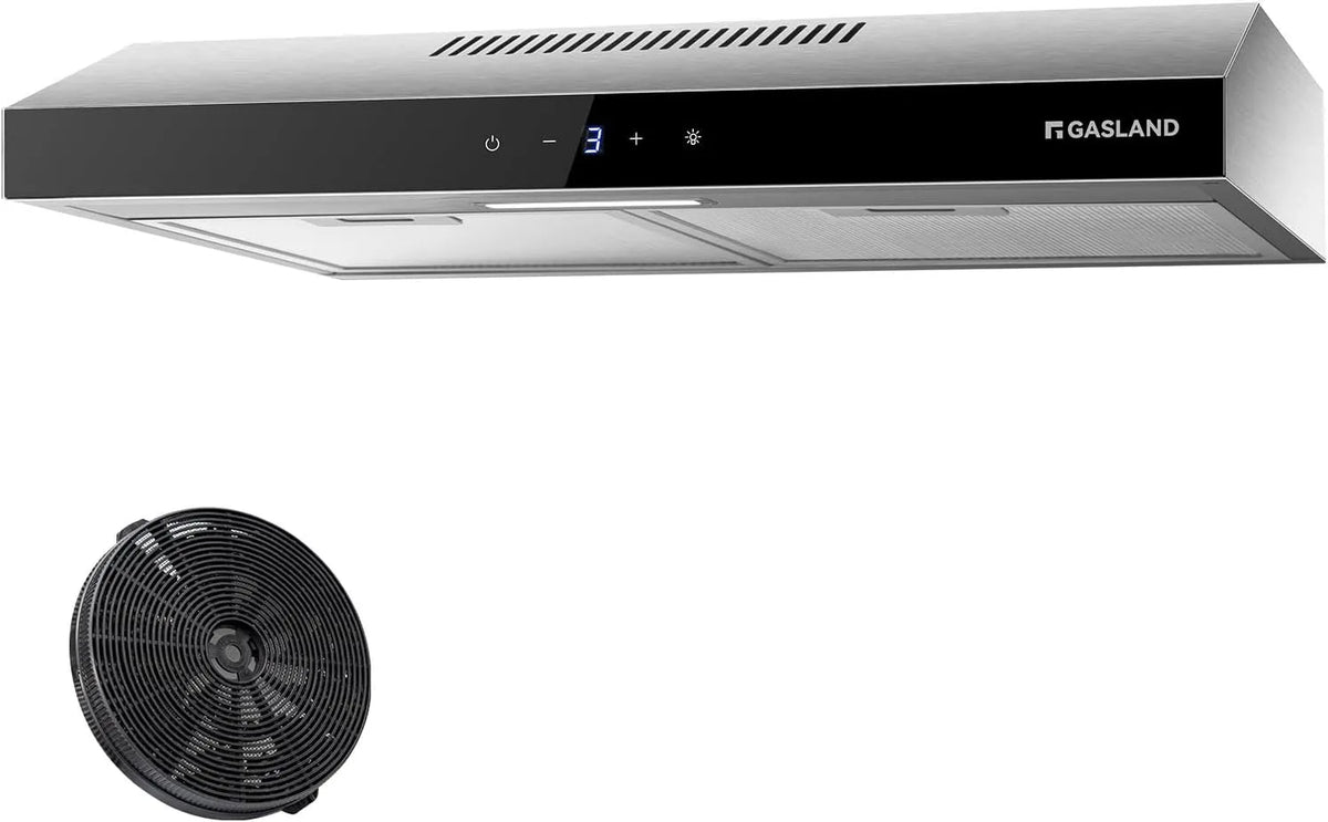 Hotte aspirante SR60SS Gasland Chef, sous plan 60cm à recyclage, silencieuse évacuation d'air 202 m³/h filtre à charbon actif 3 niveaux Touch Control