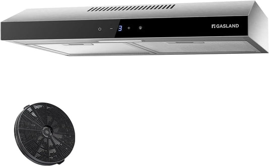 Hotte aspirante SR60SS Gasland Chef, sous plan 60cm à recyclage, silencieuse évacuation d'air 202 m³/h filtre à charbon actif 3 niveaux Touch Control