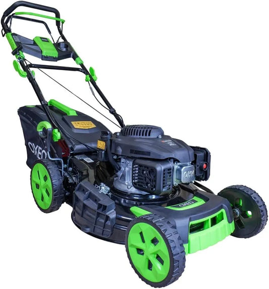 Tondeuse V200, thermique 196CC, largeur de coupe 53 cm, Bac collecteur 65L, moteur Loncin, Puissante, auto-propulsé