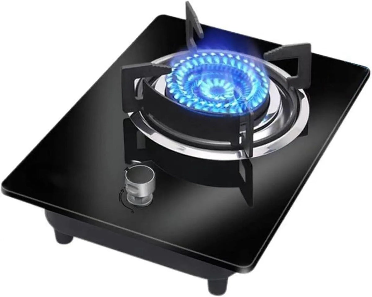 Table de cuisson, puissance de 5,2 kW, à gaz avec protection anti-flamme, convient pour la cuisine et l'extérieur, surface en verre trempé