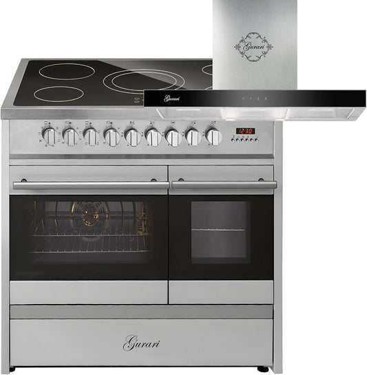 Cuisinière, Double four + hotte aspirante 90 cm, électrique GCH E 912 DF X+GCH F 462 IS 9 Prime