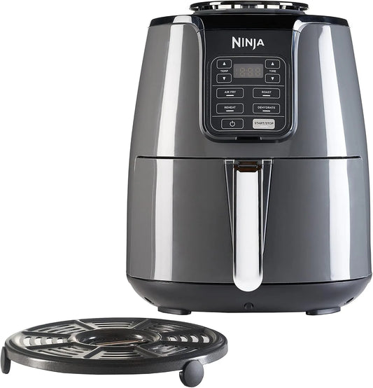 Ninja lave-vaisselle AF100EU, 4-en-1, Sans Huile, Air Fryer, Rôtir, Panier Antiadhésif Compatible, finition grise et finition noire, capacité 3,8L
